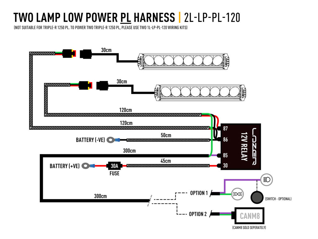 LAZER LAMPS deux projecteurs Faisceau (Low Power avec feux de position)