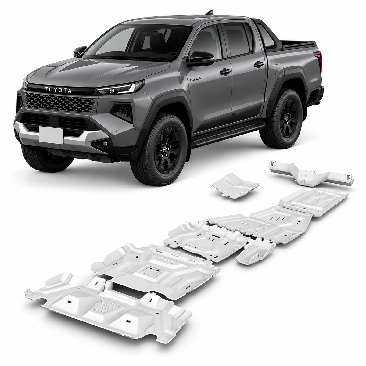 Kit 6 blindages aluminium 6 mm Toyota Hilux Travo 2026+ – RIVAL4X4