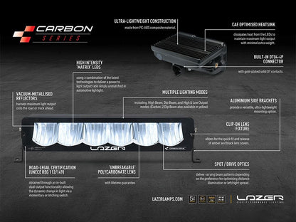 LAZER LAMPS Carbon-6 Conduite Mode Jaune — Phare LED Compact 9360 lm sur Xperts4x4 Accessoires 4x4 Off-Road