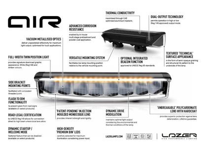 Barre LED LAZER LAMPS AIR-55 avec feu de position rouge