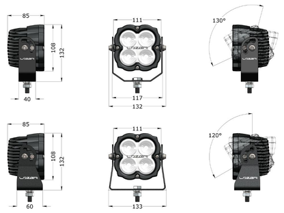 Spot à LED LAZER LAMPS Utility 45 (Support Large) - Homologué ADR