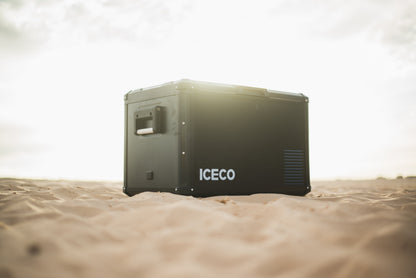 Réfrigérateur congélateur ICECO VL60PROS 60L gris, compact et portable, pour la conservation alimentaire en voyage ou camping.