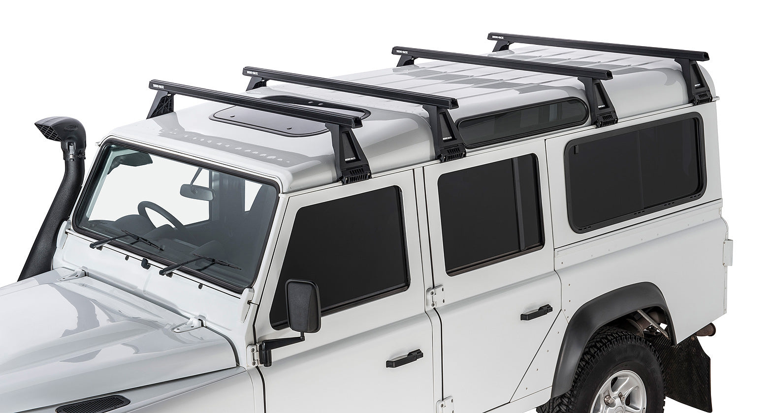 Kit 4 barres de toit noire Heavy Duty 1500mm avec pieds RL210 Land Rover Defender 110 1993-2020 - RHINO-RACK sur Xperts4x4 Accessoires 4x4 Off-Road