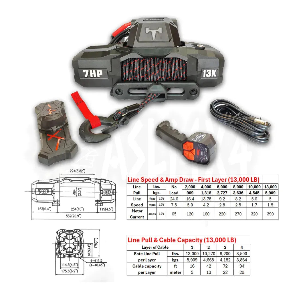 Treuil T-MAX EWI13000S TITAN FORCE VIEW | 5.9T | Câble Synthétique | 12V sur Xperts4x4 Accessoires 4x4 Off-Road