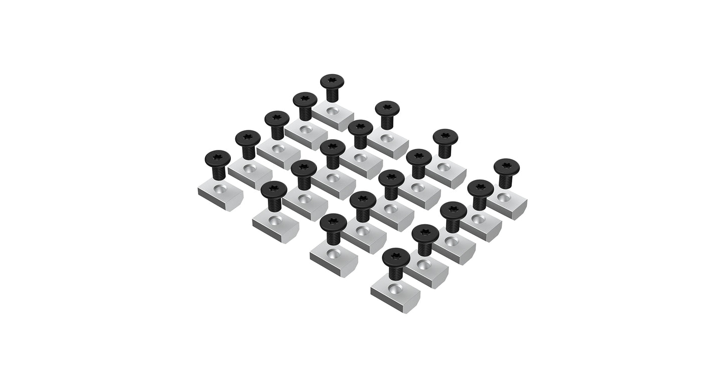 Set de 20 écrous et vis de montage Rhino-Rack pour galerie Pioneer 6, accessoires robustes pour fixation de toit.