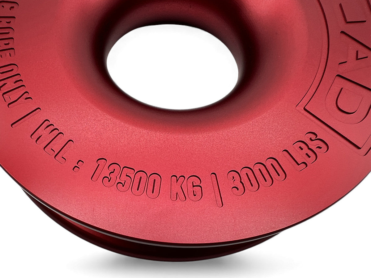 Anneau de treuillage alu 13.5T Ø148mm rouge avec etui N4-Offroad sur Xperts4x4 Accessoires 4x4 Off-Road