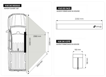Auvent 180° Autoportant SNUG MALAGA - Équipement Raid 4x4 sur Xperts4x4 Accessoires 4x4 Off-Road