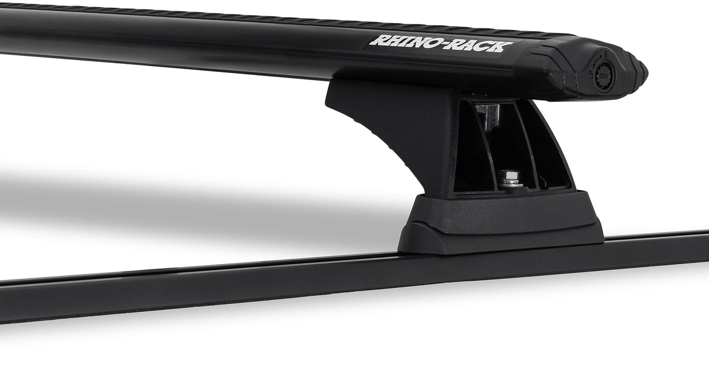 Kit 2 barres de toit noires RHINO-RACK pour Toyota Hilux 1988-1997, robustes et longues de 1065mm avec fixation Trackmount.