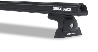 Kit de 2 barres de toit noires Heavy Duty RHINO-RACK pour Mitsubishi L200 Gen V 2015+, fixation Ditch Mount, longueur 1250 mm.