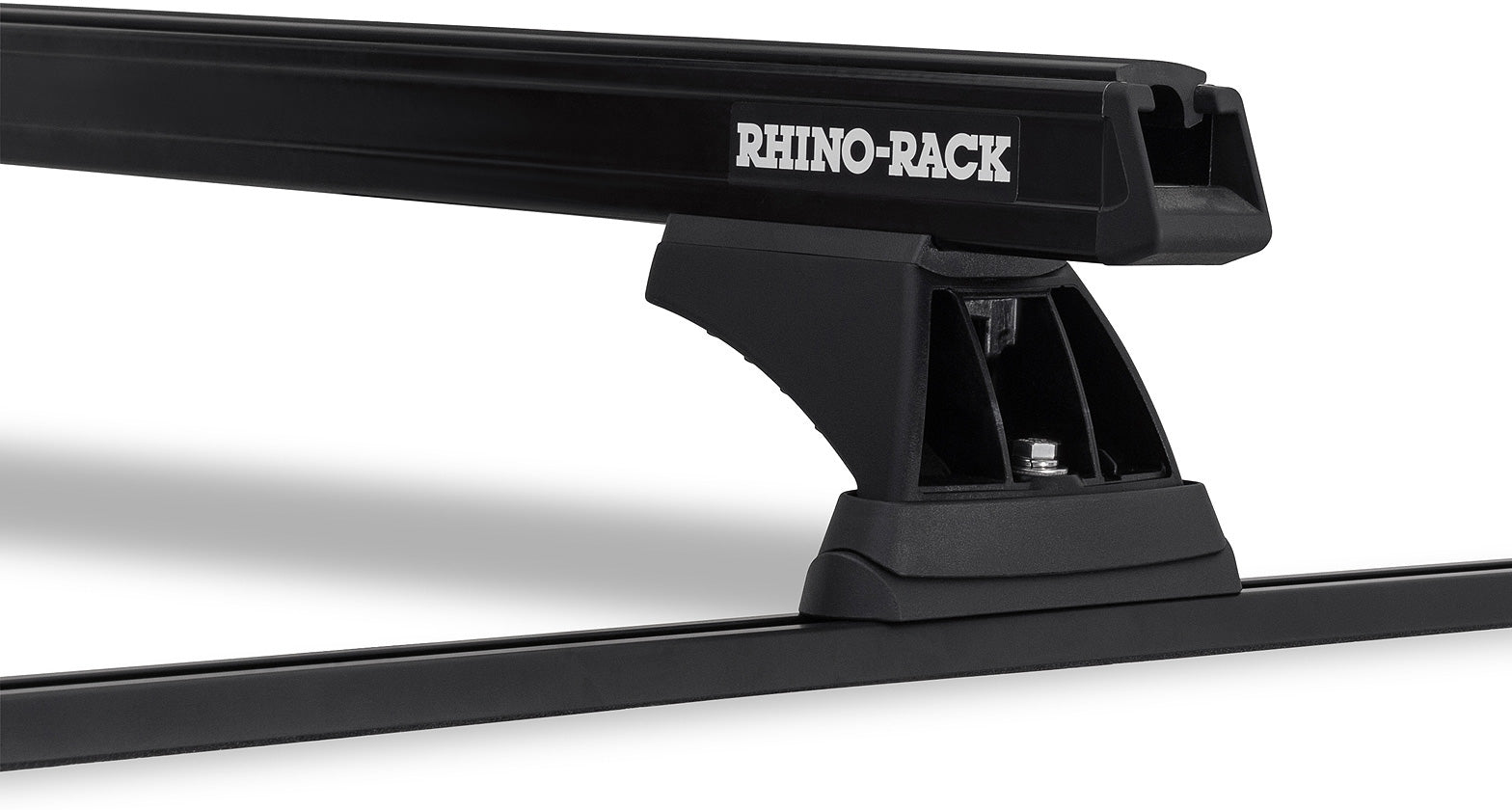 Kit de 2 barres de toit noires Heavy Duty RHINO-RACK pour Toyota Hilux Revo 2015+, 1250mm, fixation Trackmount.
