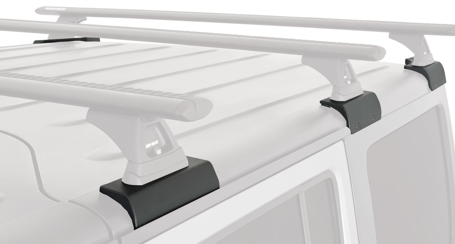 Kit de 3 barres de toit noires RHINO-RACK Backbone Heavy Duty pour Jeep Wrangler JK 2011-2019, 1500mm, robustes et faciles à fixer.