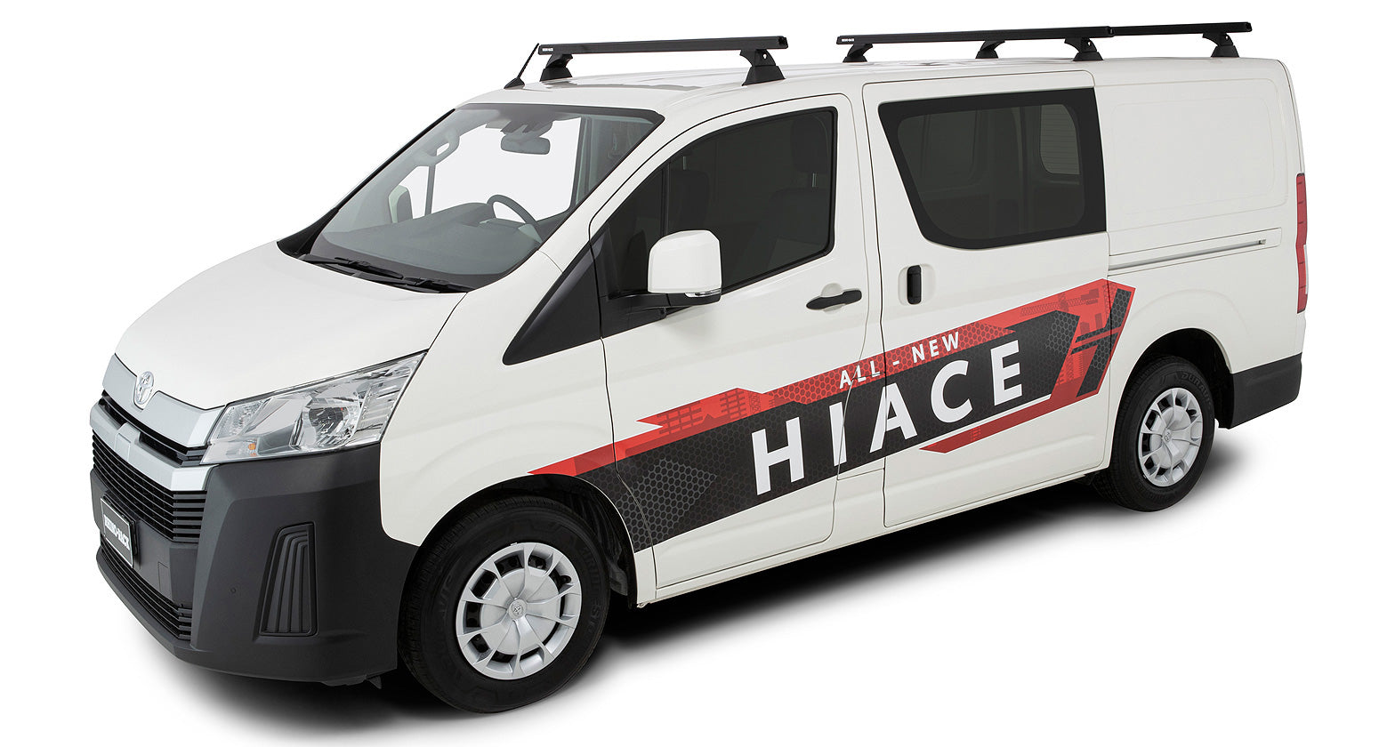 Kit 3 barres de toit noire 1650mm Heavy Duty avec pieds RCH Toyota Hiace Gen VI 2019+ - RHINO-RACK sur Xperts4x4 Accessoires 4x4 Off-Road
