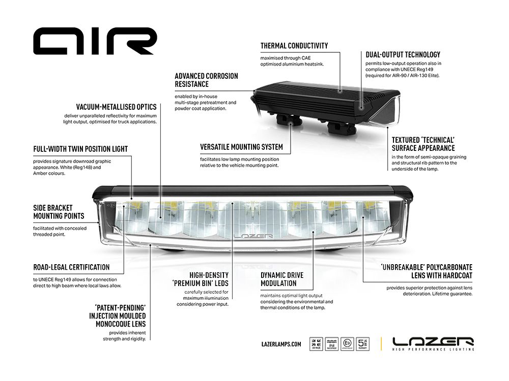 Barre de LED LAZER LAMPS AIR-55 Gyrophare (avec feu de position rouge) sur Xperts4x4 Accessoires 4x4 Off-Road