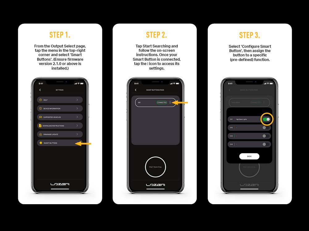 Bouton Lazer Lamps CANNY Smart Button - Controle Sans Fil sur Xperts4x4 Accessoires 4x4 Off-Road