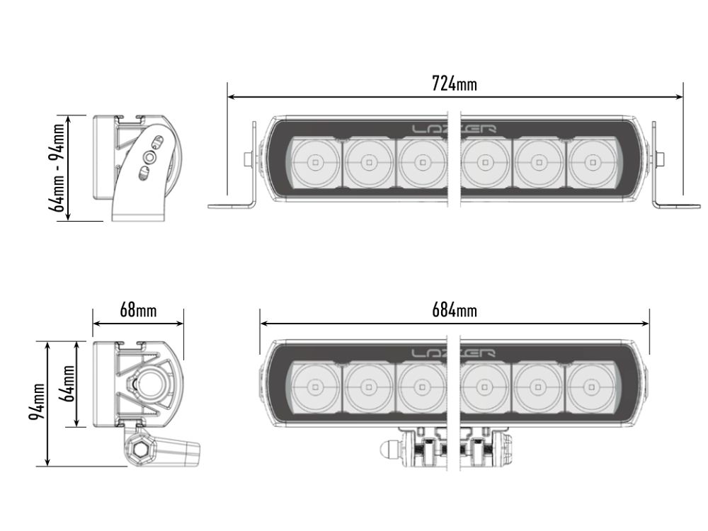 Barre LED Slim LAZER LAMPS T16 Évolution, éclairage LED puissant 16544 lm, longue durée, conçu pour véhicules tout-terrain.