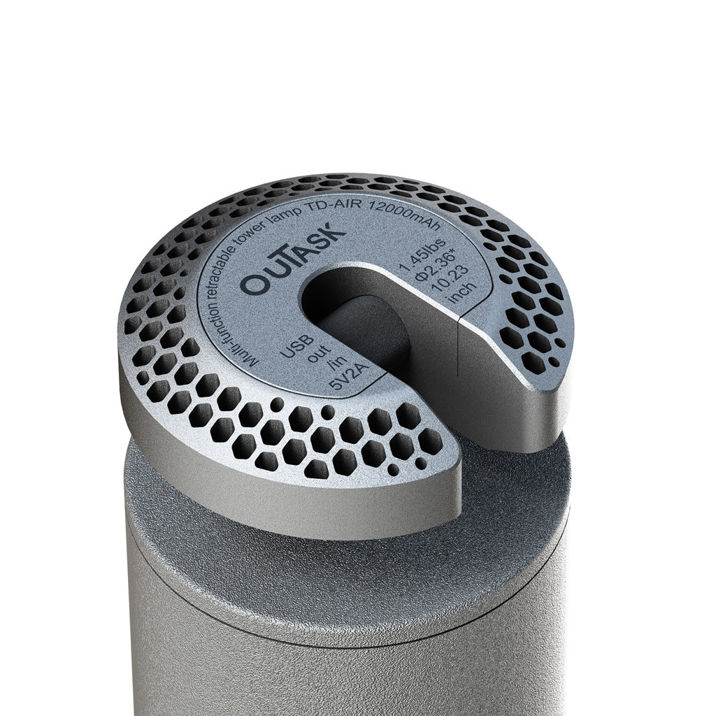 OuTask Lampe Télescopique Gris Clair - Outdoor LED 720° Rechargeable sur Xperts4x4 Accessoires 4x4 Off-Road