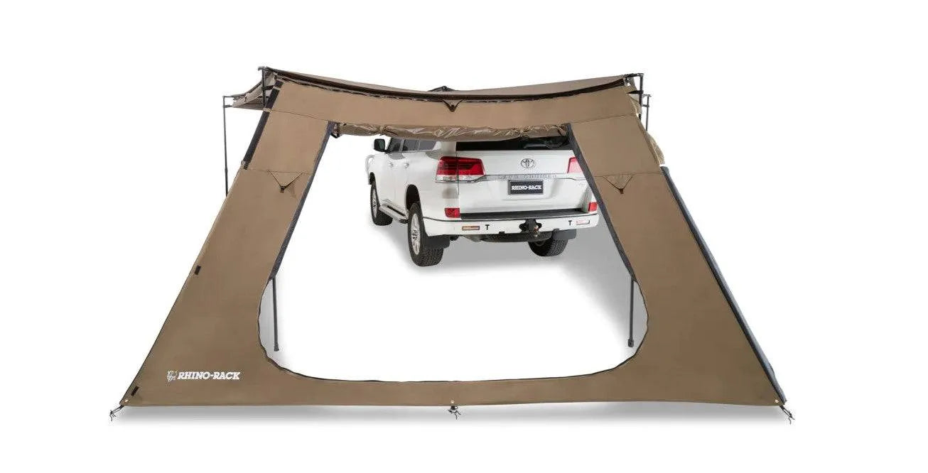 Paroi/mur trapézoïdale avec Porte - Auvent Batwing/Sunseeker RHINORACK sur Xperts4x4 Accessoires 4x4 Off-Road