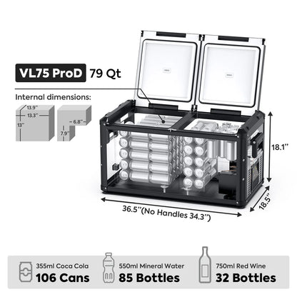 Refrigerateur/Congelateur ICECO 75L Double Compartiments - Gris sur Xperts4x4 Accessoires 4x4 Off-Road