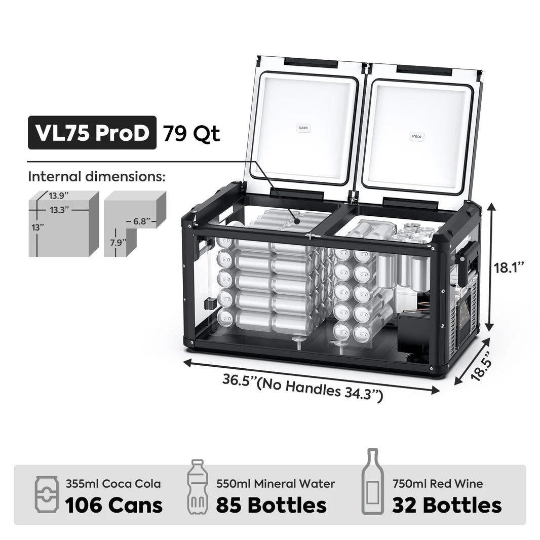 Réfrigérateur congélateur ICECO VL75PROD 75 L - double zone - noir Xperts 4x4
