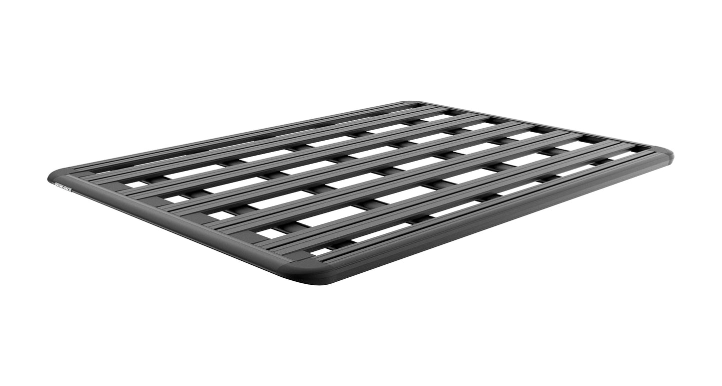 Galerie de toit Rhino-Rack Pioneer 6 pour Land Rover Discovery 3 et 4, 2005-2017, vue de côté avec barres robustes.