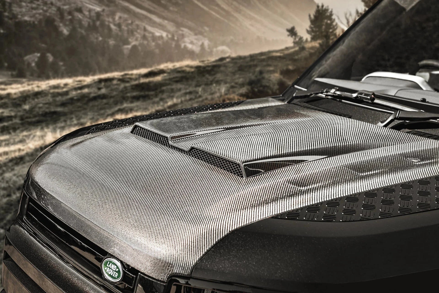 Capot Carbone Ventrilé KAHN Luxe - Defender 90/110/130 (2020+) sur Xperts4x4 Accessoires 4x4 Off-Road