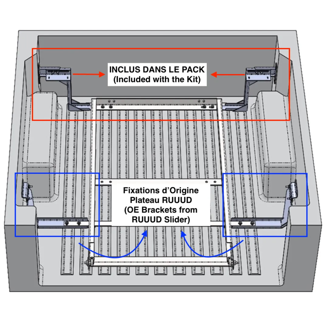 Fixations pour Plateau Coulissant RUUUD pour Ford Ranger/Raptor & VW Amarok 2023+ sur Xperts4x4 Accessoires 4x4 Off-Road