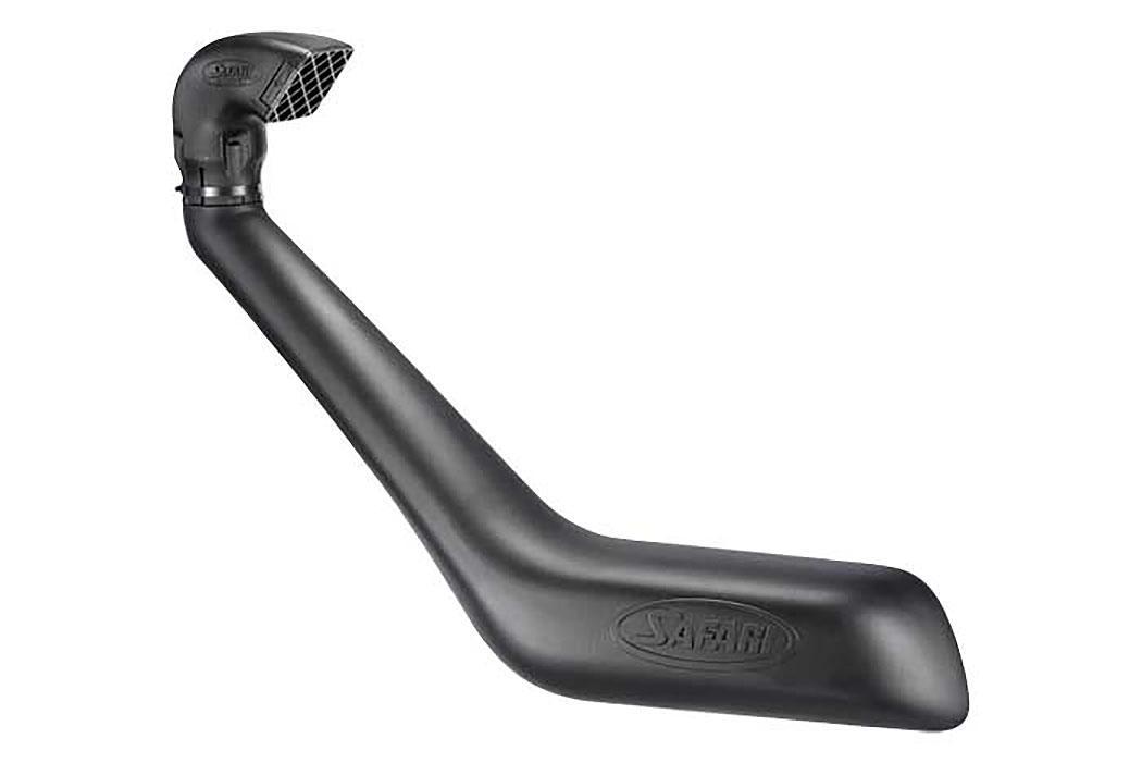 Snorkel Safari 4x4 pour Land Cruiser HJ60 HJ61, fixation et design en plastique noir, installé sur le véhicule.