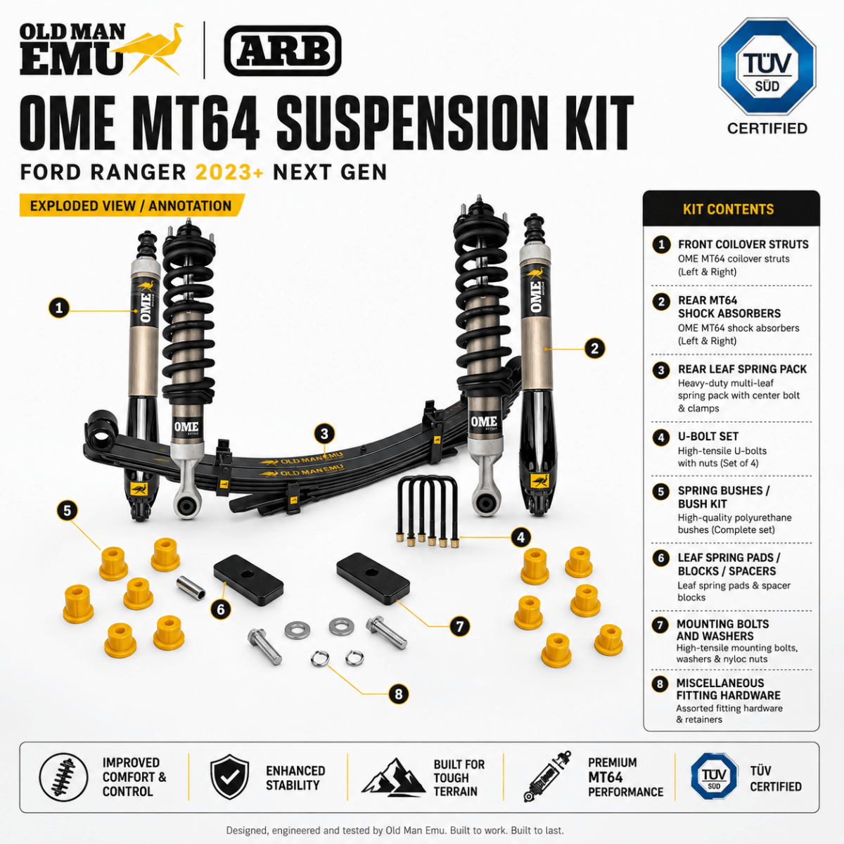 Kit de Suspension Complet | MT64 OME | Ford Ranger 2023+ NEW GEN - Ford Ranger/Raptor 2023+