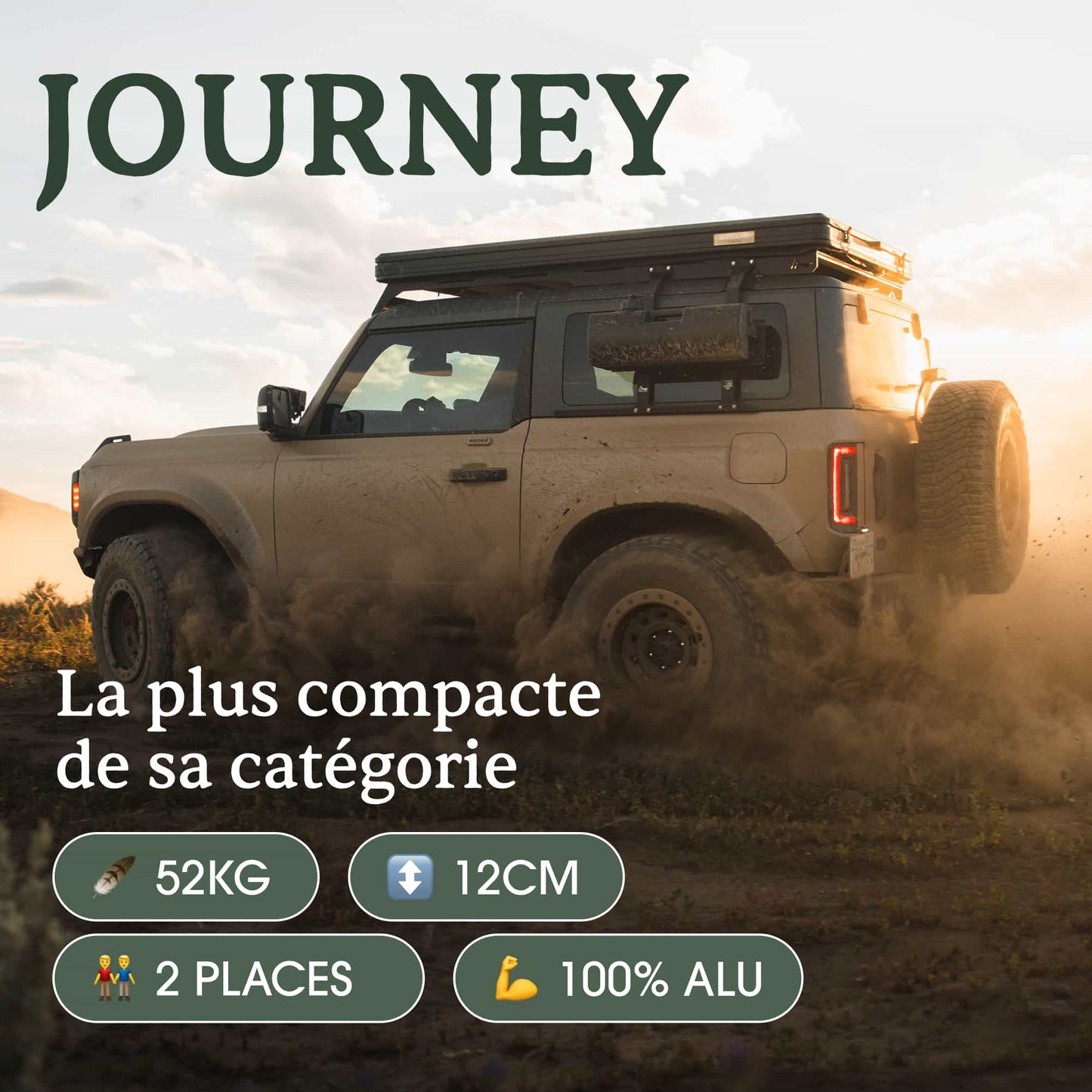 Tente de Toit Rigide JOURNEY - 2 Places Ultra Légère & Compacte sur Xperts4x4 Accessoires 4x4 Off-Road