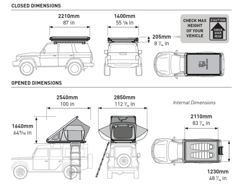 Tente de Toit Rigide Low Profile 2 Personnes - Rhino-Rack Xperts 4x4