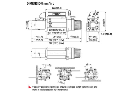 TREUIL COMEUP DV 9I 12V - 4082 KG | Cable Acier sur Xperts4x4 Accessoires 4x4 Off-Road